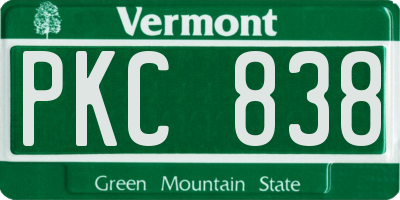 VT license plate PKC838
