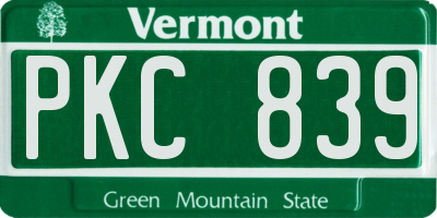 VT license plate PKC839