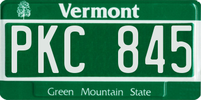 VT license plate PKC845
