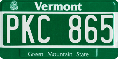 VT license plate PKC865