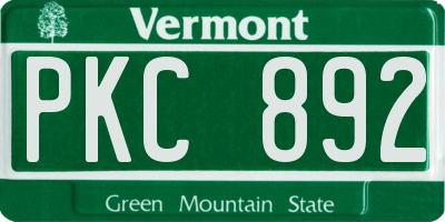 VT license plate PKC892