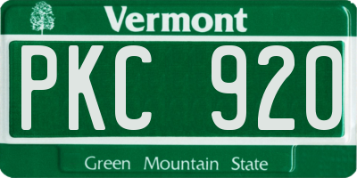 VT license plate PKC920