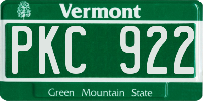 VT license plate PKC922
