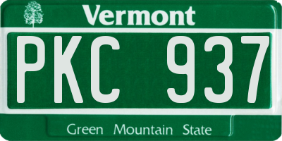 VT license plate PKC937