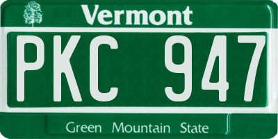 VT license plate PKC947