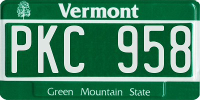 VT license plate PKC958