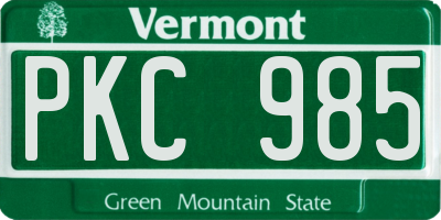 VT license plate PKC985