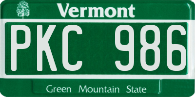 VT license plate PKC986
