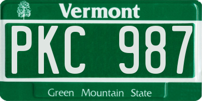 VT license plate PKC987