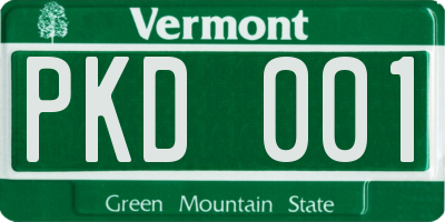 VT license plate PKD001