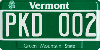 VT license plate PKD002