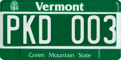 VT license plate PKD003
