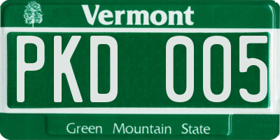 VT license plate PKD005