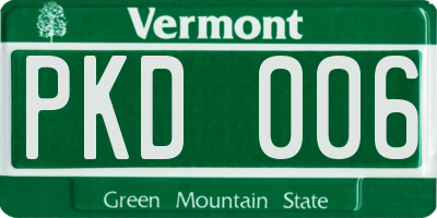 VT license plate PKD006
