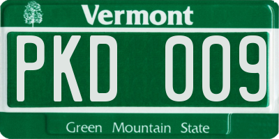 VT license plate PKD009