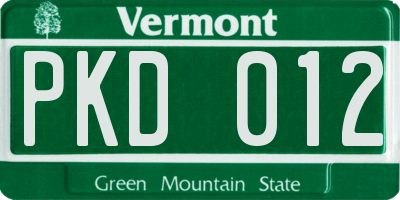 VT license plate PKD012