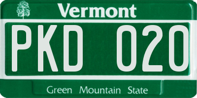 VT license plate PKD020