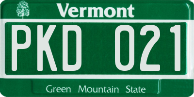 VT license plate PKD021