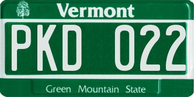 VT license plate PKD022