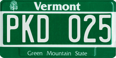 VT license plate PKD025