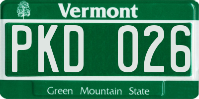 VT license plate PKD026