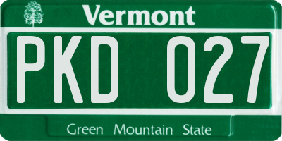 VT license plate PKD027