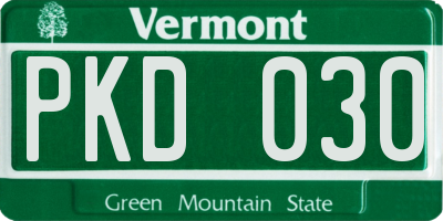 VT license plate PKD030