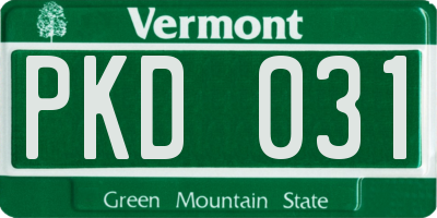 VT license plate PKD031