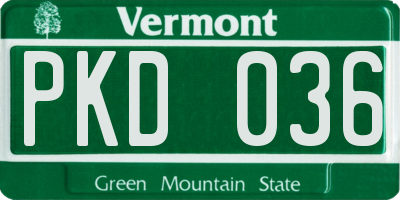 VT license plate PKD036