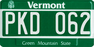 VT license plate PKD062