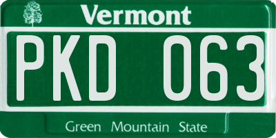 VT license plate PKD063