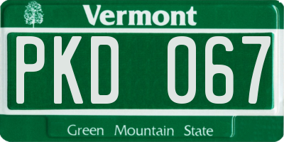 VT license plate PKD067