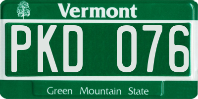 VT license plate PKD076