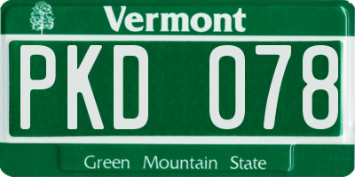 VT license plate PKD078