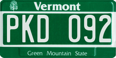 VT license plate PKD092