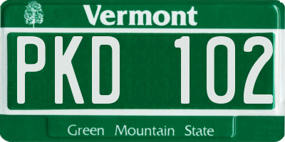 VT license plate PKD102