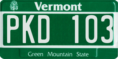 VT license plate PKD103