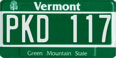 VT license plate PKD117