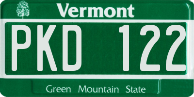 VT license plate PKD122