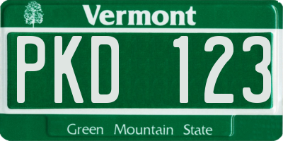 VT license plate PKD123