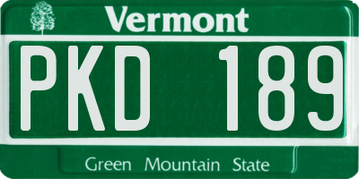 VT license plate PKD189