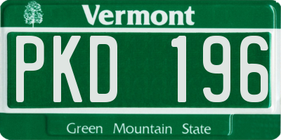 VT license plate PKD196