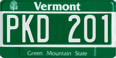 VT license plate PKD201