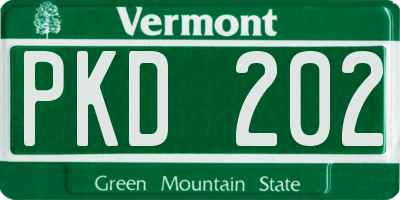 VT license plate PKD202