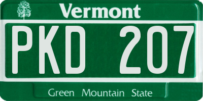 VT license plate PKD207