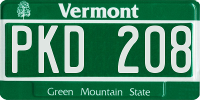 VT license plate PKD208