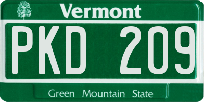 VT license plate PKD209