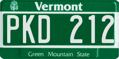 VT license plate PKD212