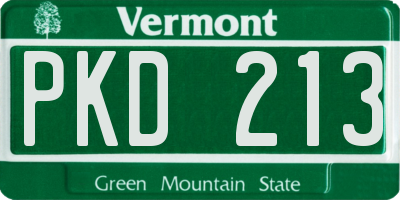 VT license plate PKD213
