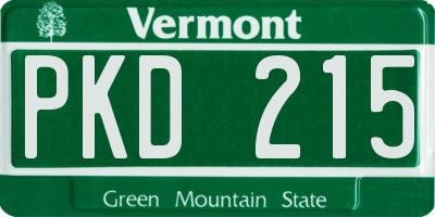 VT license plate PKD215